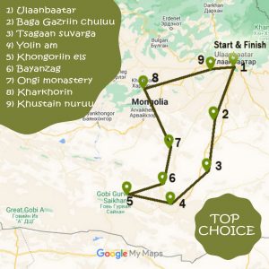 Gobi desert tour map