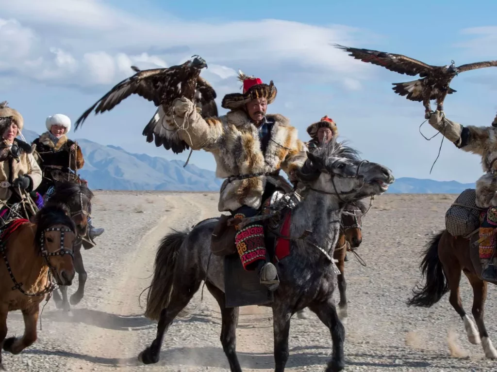 Mongolian eagle hunting